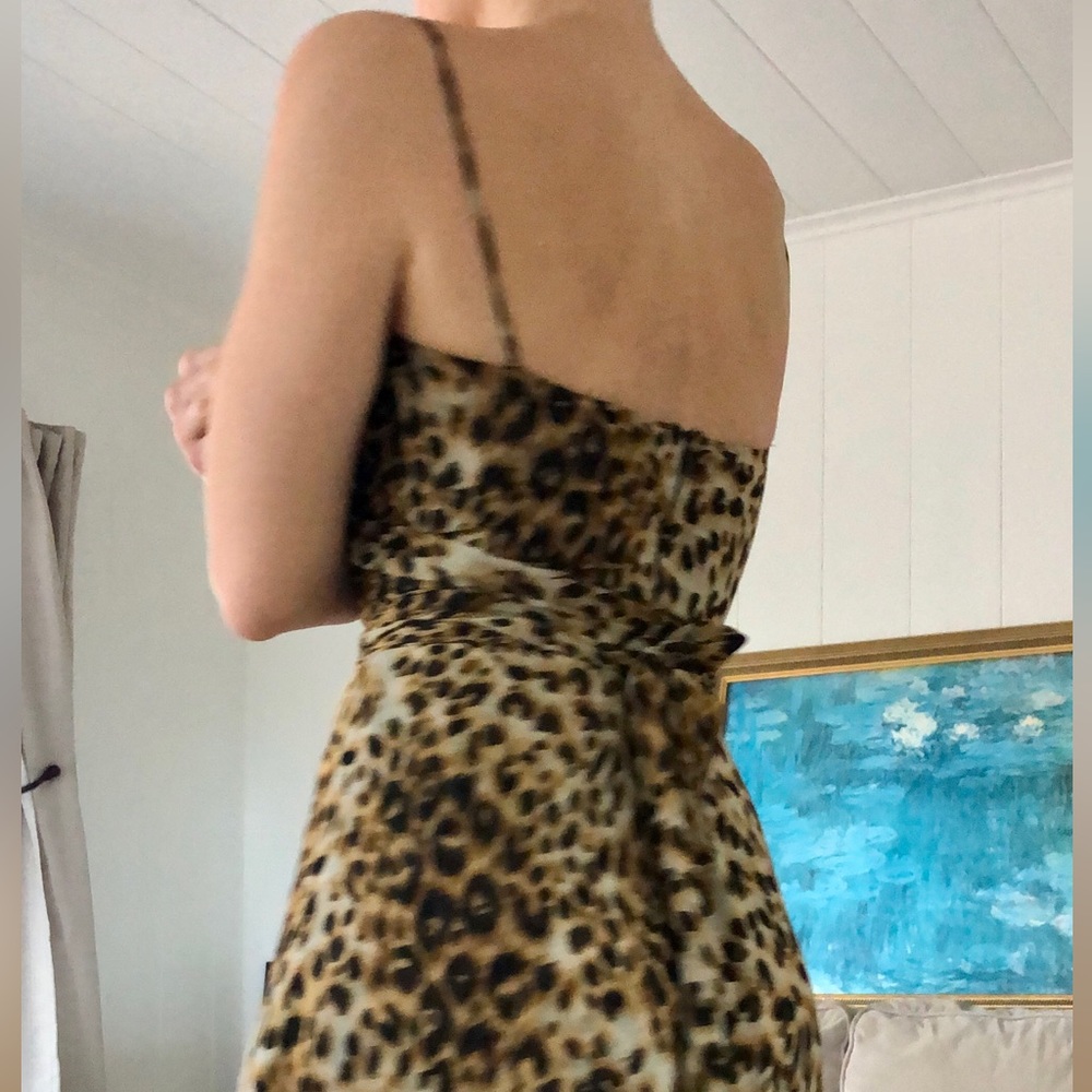 Reformation leopard cheetah panther print maxi wrap cocktail spaghetti dress  🐆